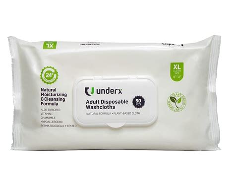 Underx Adult Disposable Washclothsxl 8 X12 Wipes For Incontinence
