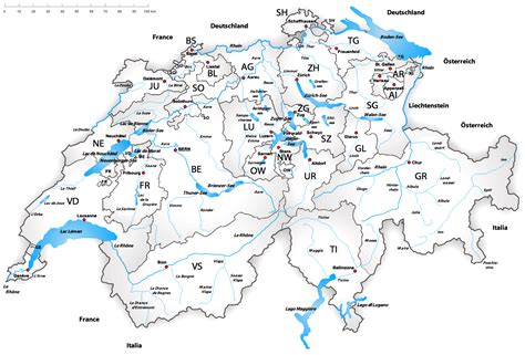 Switzerland has had its current boundaries since 1815. Map of Switzerland (Political Map/Cantons) : Worldofmaps ...