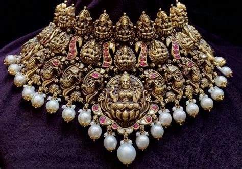 Antique Lakshmi Necklace Studded With Rubies Indian Jewellery Designs