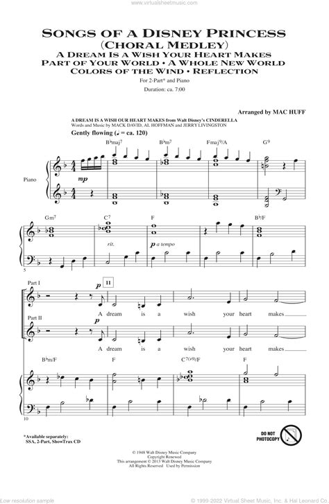 Huff Songs Of A Disney Princess Choral Medley Sheet Music For Choir