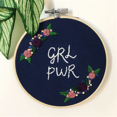 Embroidery Wall Art Embroidery Hoop Floral Embroidery Feminist