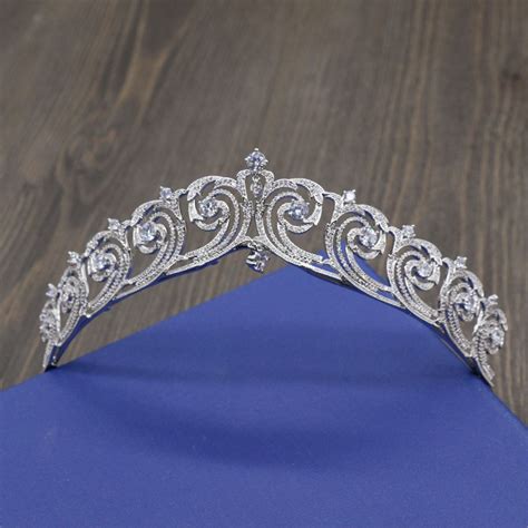 Micro Paved Full Zircon Tiara Queen Diadem Crown Bridal Headpiece