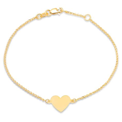 14k Yellow Gold Floating Heart Bracelet