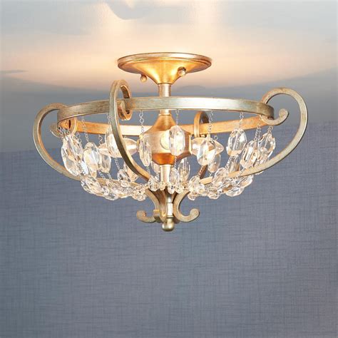 Genuine art glass in shades of crimson, saffron, sapphire and emerald will set your room ablaze with rich color! Rosalind 3-Light Semi-Flush-Mount Ceiling Light Fixture ...