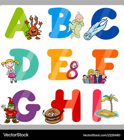 Educational Cartoon Alphabet Letters For Learning Vector Image My Xxx