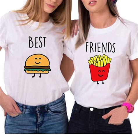 Harajuku Emoji Best Friends Funny Print Solid Color T Shirts O Neck T