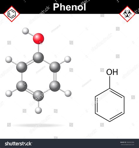 Phenol Chemical Formula Model 2d 3d Stock Vector Royalty Free