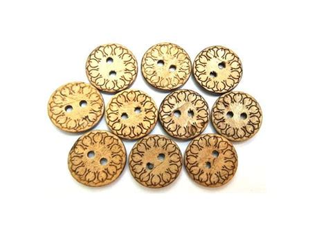 10 Buttons Coconut Shell Buttons Flower Ornament 15mm Etsy