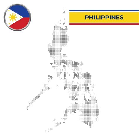 Premium Vector Dotted Map Of Philippines With Circular Flag