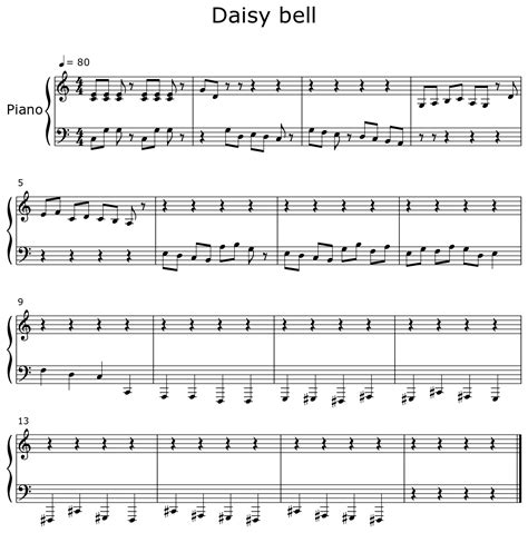 Daisy Bell Sheet Music For Piano