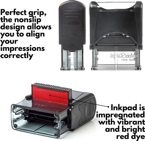 Buy Self Inking Rubber Stamp Refillable Red Ink Preinstalled 916 X