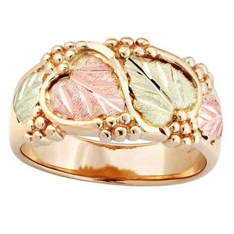 Size 55 Landstrom S Ladies Tri Color Black Hills Gold Wedding Ring 