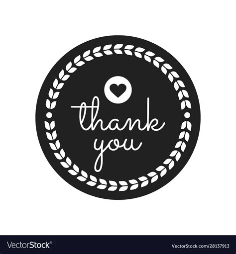Thank You Round Label Sticker Badgepromotional Vector Image