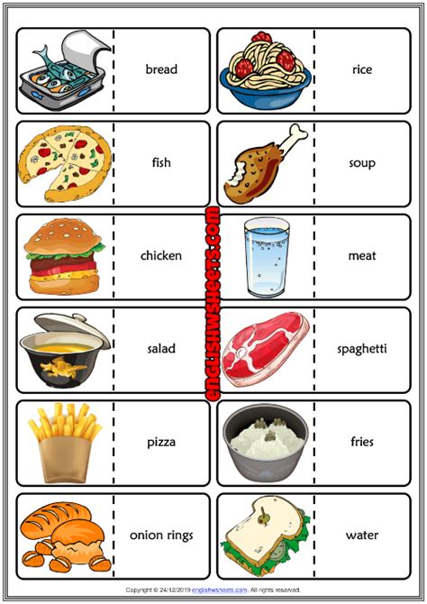 Food And Drinks Esl Printable Dominoes Game