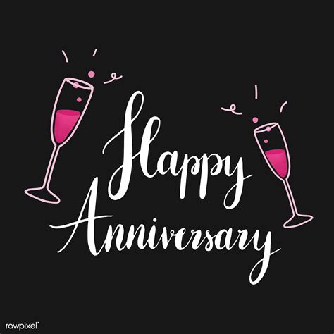 White Happy Anniversary Typography Vector Free Image By