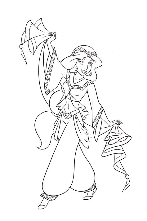 Jasmine coloring page discover a whole new world of fun as you color this dazzling coloring page featuring princess jasmine and her pet tiger rajah. Walt Disney Coloring Pages - Princess Jasmine - Walt ...