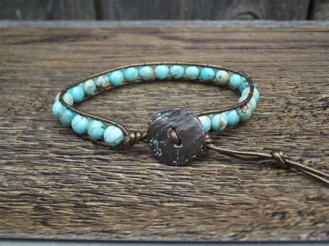 This Handmade Leather Wrap Bracelet Is Made With Mm Turquoise Howlite