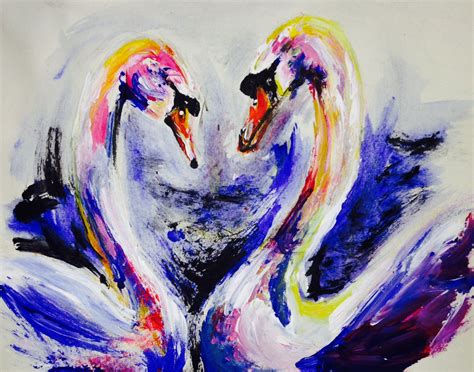 Colourful Swan Painting In Acrylic Swan Painting Art Painting