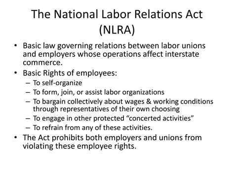 Ppt The National Labor Relations Act Nlra And The National Labor