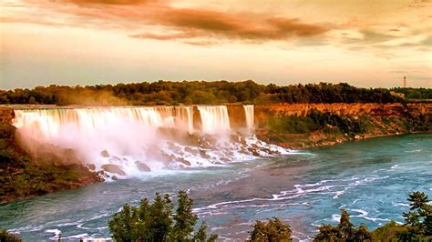 Niagara Falls Sunset Beautiful View Of The American Falls In Ontario