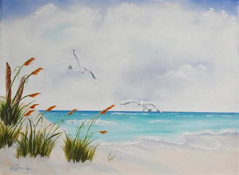 Seagull Beach Painting By David Crenshaw Fine Art America
