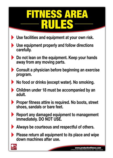 Fitness Area Rules Posterchart Gym Safety Rules Poster Rules Chart