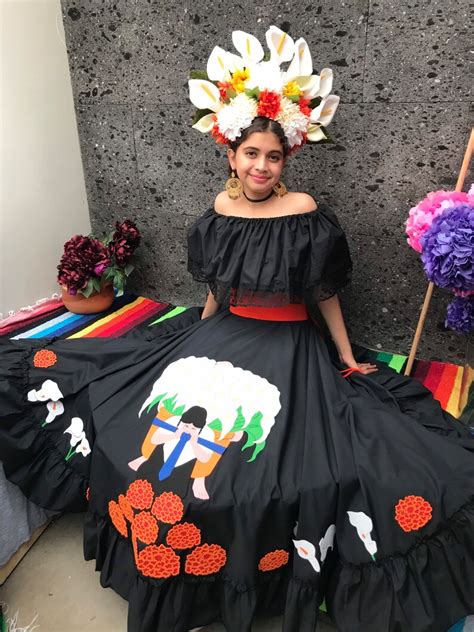 Black Mexican Skirt One Size Fits Most 100cm Day Of The Dead Etsy