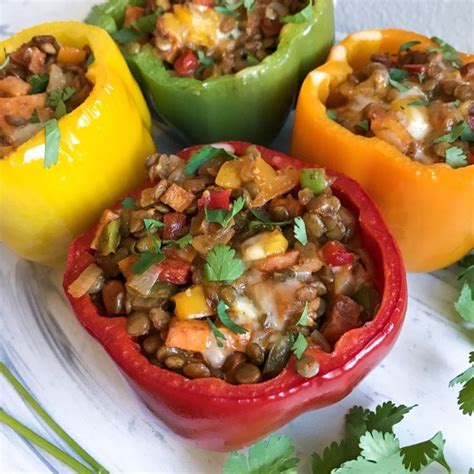 Lentil Stuffed Bell Peppers Stuffed Peppers Dried Lentils Lentils