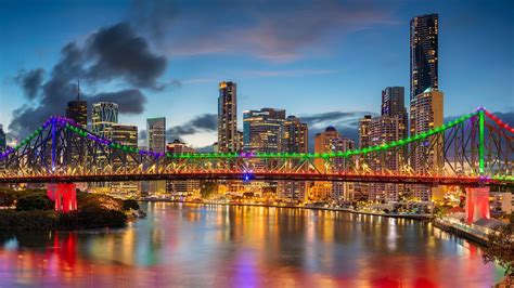 The Colorful Story Bridge In Brisbane Australia Wallpaper Backiee