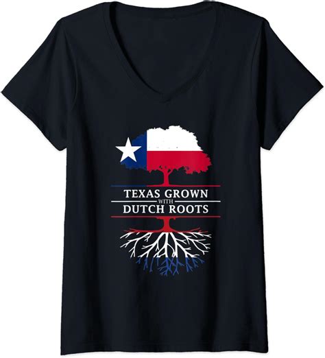 Womens Texas Grown With Dutch Roots Netherlands V Neck T Shirt Clothing Shoes