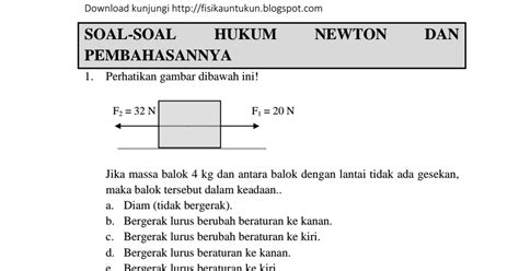 Soal Hukum Newton Kelas 10 Pdf Riset