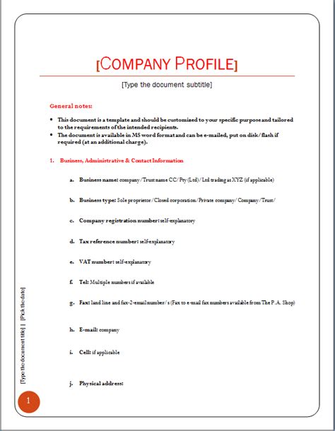 company profile template word excel templates