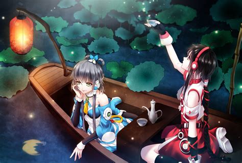 Desktop Wallpaper Luo Tianyi Anime Girls Yuezheng Ling Lake Boat