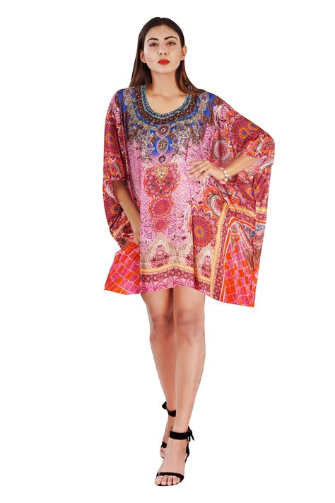 Lace Up Short Silk Kaftan Beach Party Kaftan Elegant Kaftan Womens Sil