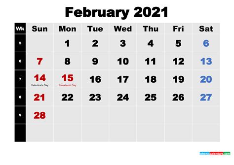 Printable Calendar For February 2021 6 Templates