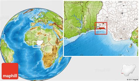 Physical Location Map Of Lagos Highlighted Country