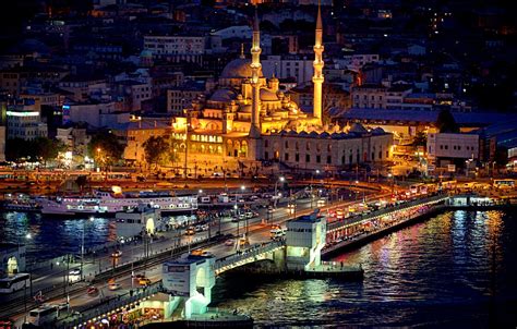 Wallpaper Night Excerpt Istanbul Turkey Night Istanbul Mosque