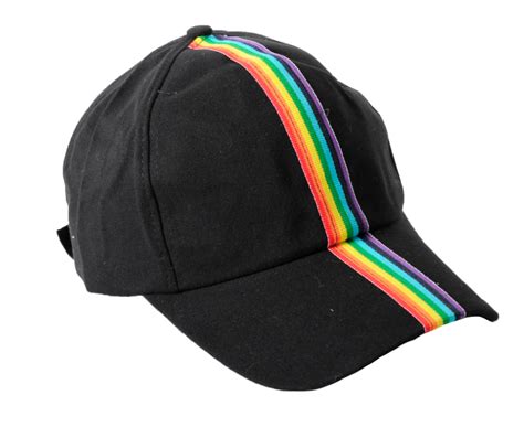 Baseballcap Hat With Rainbow Stripe Lesbian Gay Pride Lgbt Black