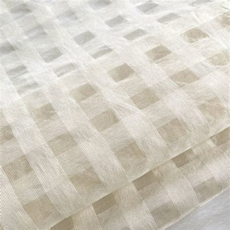 Plaid Silk Linen Fabric By The Yard Etsy