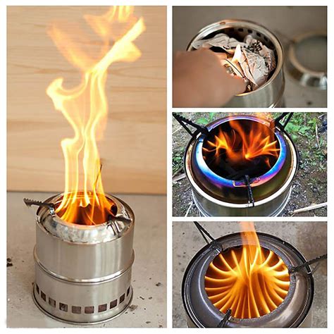 Camping Stove Wood Burning Backpacking Stove Stainless Steel Alcohol