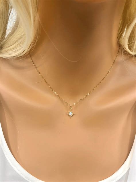 Gold Opal North Star Necklace 14k Gold Filled Chain North Etsy UK