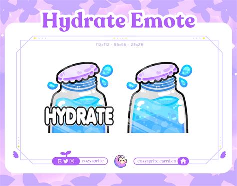 Hydrate Emote Drink Water Emotes For Streaming Cute Etsy Ireland