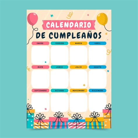 Birthday Calendar Template Vectors And Illustrations For Free Download