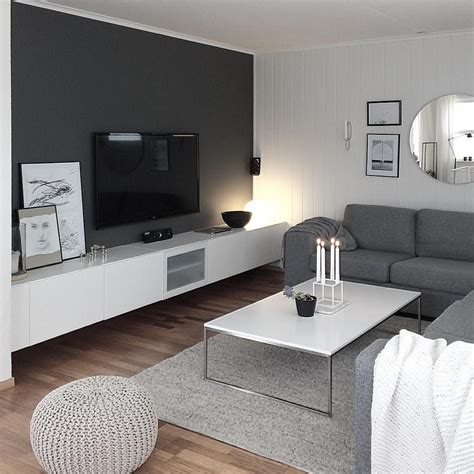 Grey Wall Tv Room Grey White Colour Scheme Grey Walls Living Room