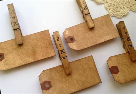 Personalized Place Card Clothespins And Tags Unconventional Seating