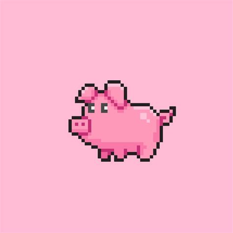 Premium Vector Cute Pig In Pixel Art Style