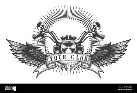 Vintage Motorcycle Club Emblem Motorcycle With Wings Vector