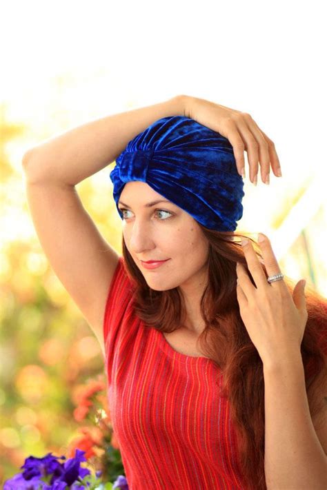 Royal Blue Turban Hat Crushed Velvet Fashion Hair Wrap Etsy Turban