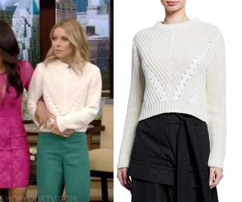 Live With Kelly March 2019 Kellys White Knit Cropped Sweater Shop