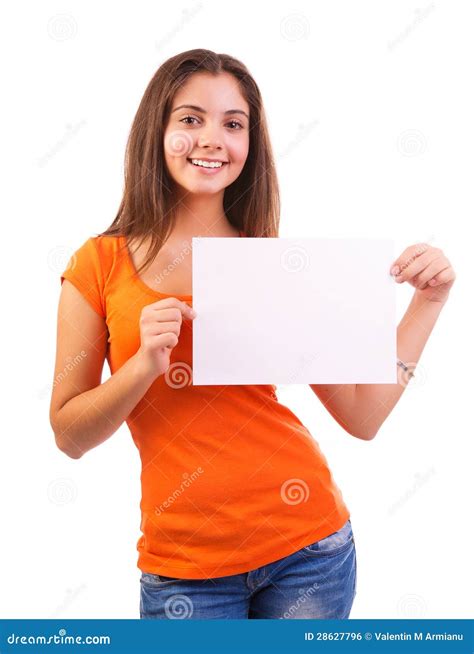 Girl Holding Empty White Board Royalty Free Stock Photo CartoonDealer